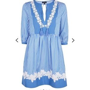 Topshop Striped Dress with Flower Embroidery